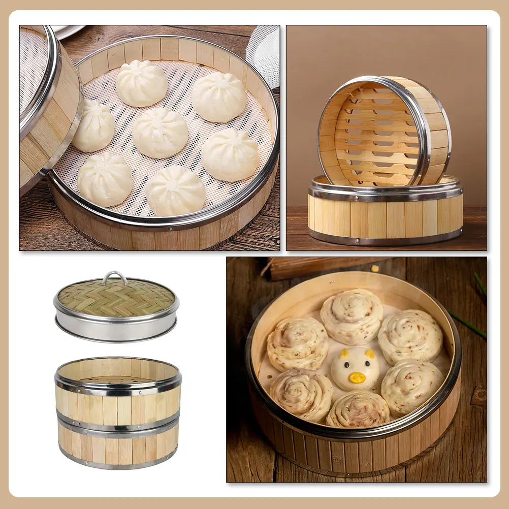 

Бамбуковая пароварка из нержавеющей стали 26 см для приготовления пищи, пароварка для вареников, овощей, термостойкая, многофункциональная