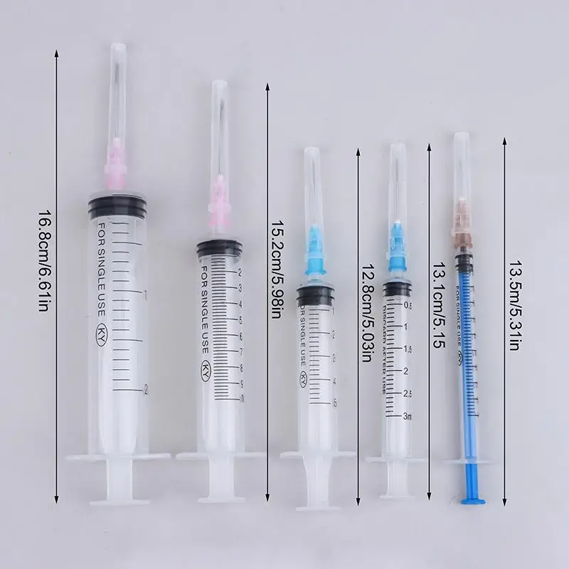 5PCS Glue Applicator Syringe With Blunt Tip Needle And Cap, For Liquid, Glue, Ink, Perfume, Lip Gloss Making
