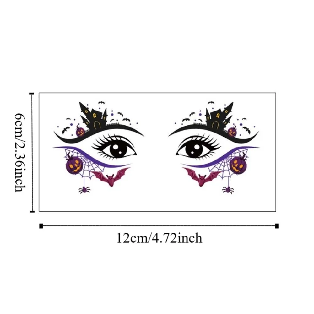 Pumpkin Ghost Skull Halloween Face Tattoo Cartoon Disposable Cheek Eyes Temporary Stickers Portable Transparent