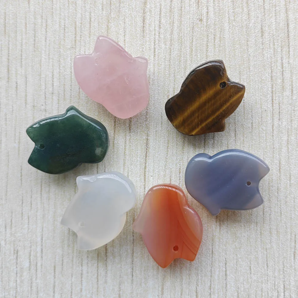 6pcs Fashion natural Gemstone mix fox charms Pendants for DIY jewelry gifts accessories making Wholesale Fast shipping