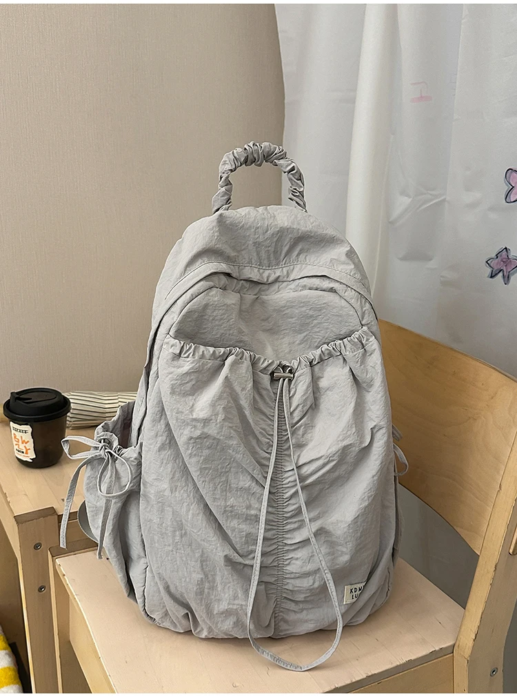Korean Style Large Capacity Lightweight Backpack for Middle School Girls Folded Design Sensation Dual Shoulder Bag Travel Bac...