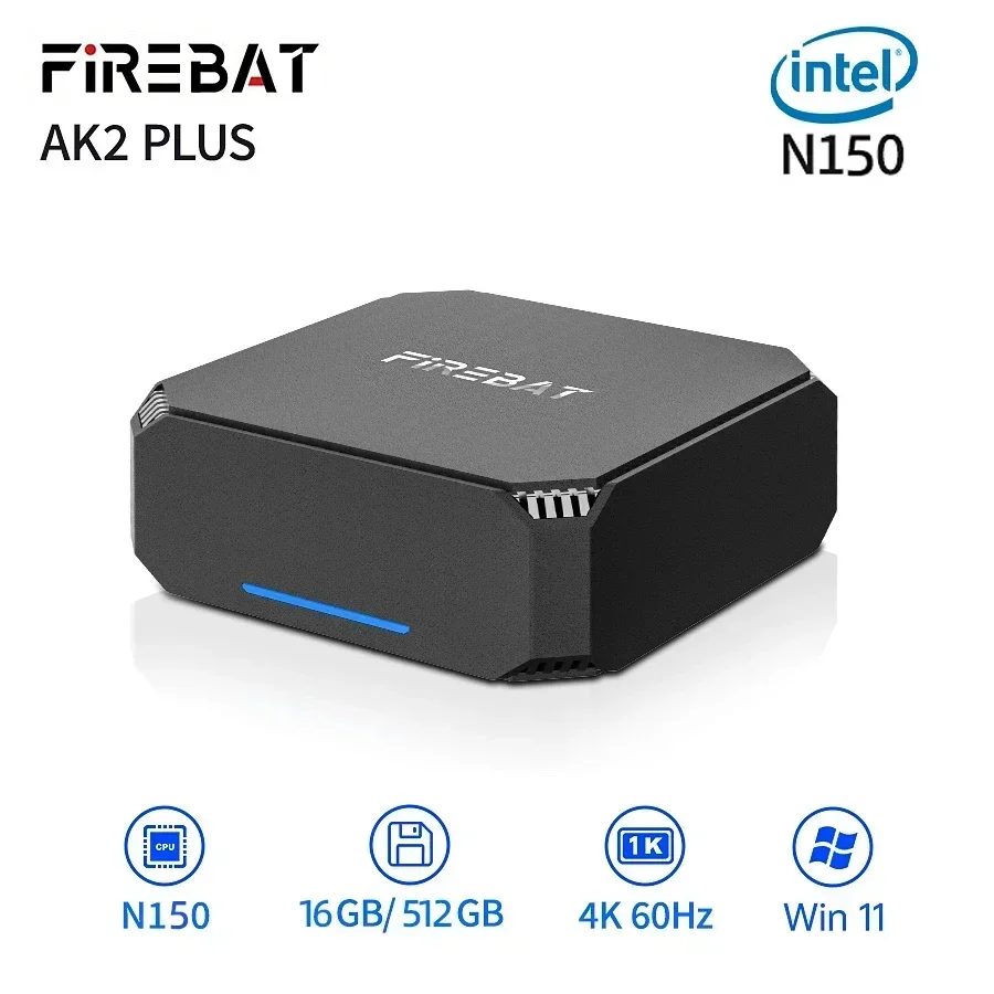 New! FIREBAT AK2 PLUS MiniPC Intel N150 N100 Dual Band WiFi5 BT4.2 16GB 512GB Desktop Gaming Computer Mini PC Gamer