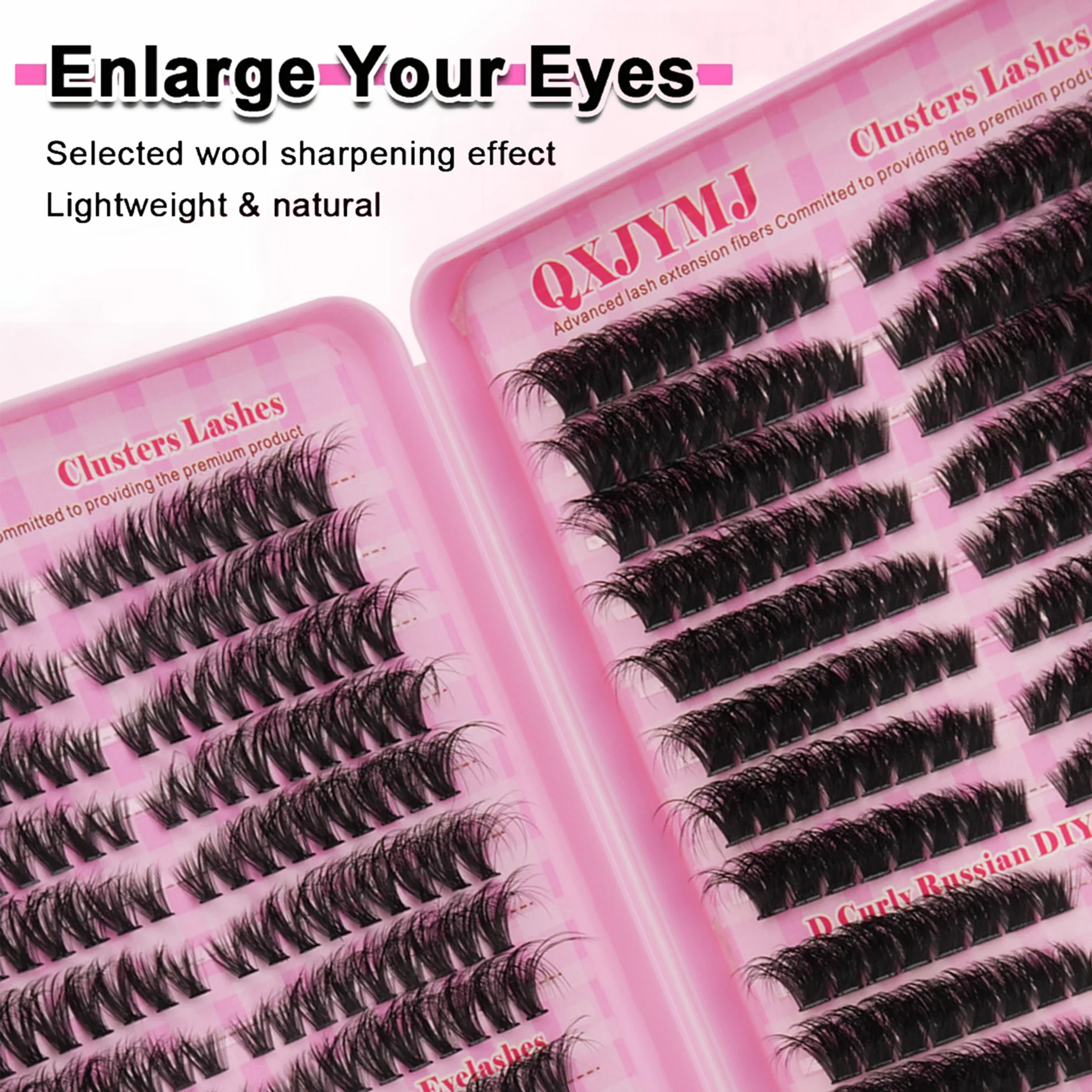 32 Rows D Curly Russian DIY Cluster Lashes Wispy Fluffy Individual False Eyelashes DIY Eyelash Extensions for Women Eye Makeup