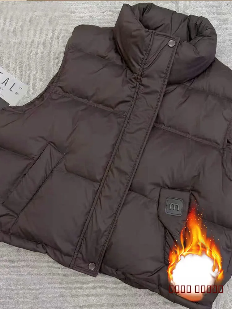 

Women's Fce Lined Thiened down Vest Winter New Sle No Sve Jaet European Sle Commute Sle Polyester Fiber Inner