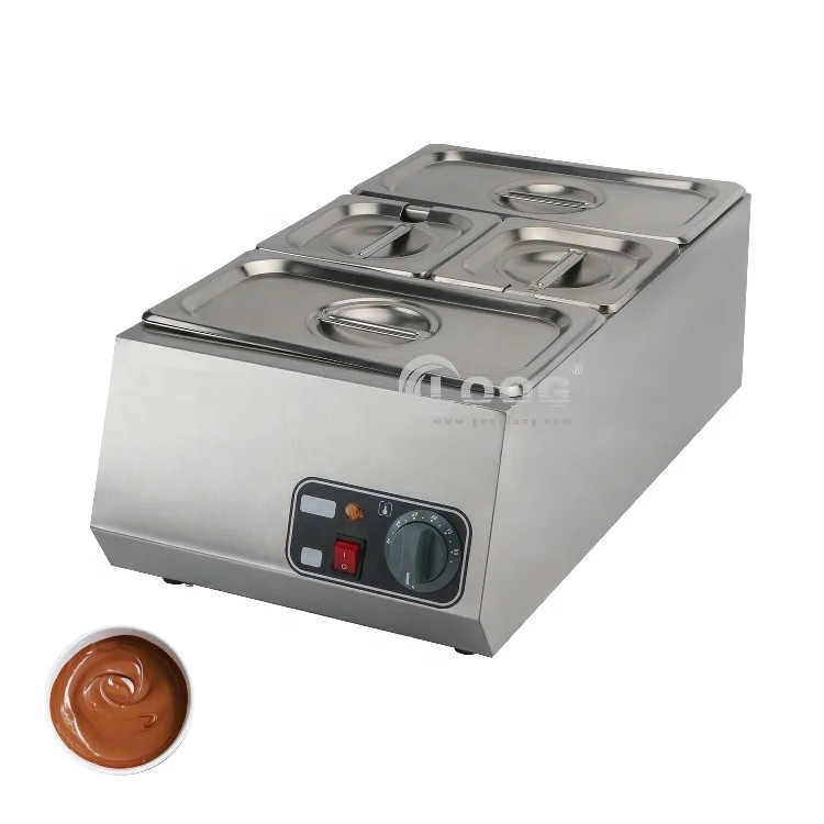 New Goodloog Commercial Stainless Steel 220V Electric Chocolate Melting Machine Adjustable Thermostat 0-85 4 Pot Long Service