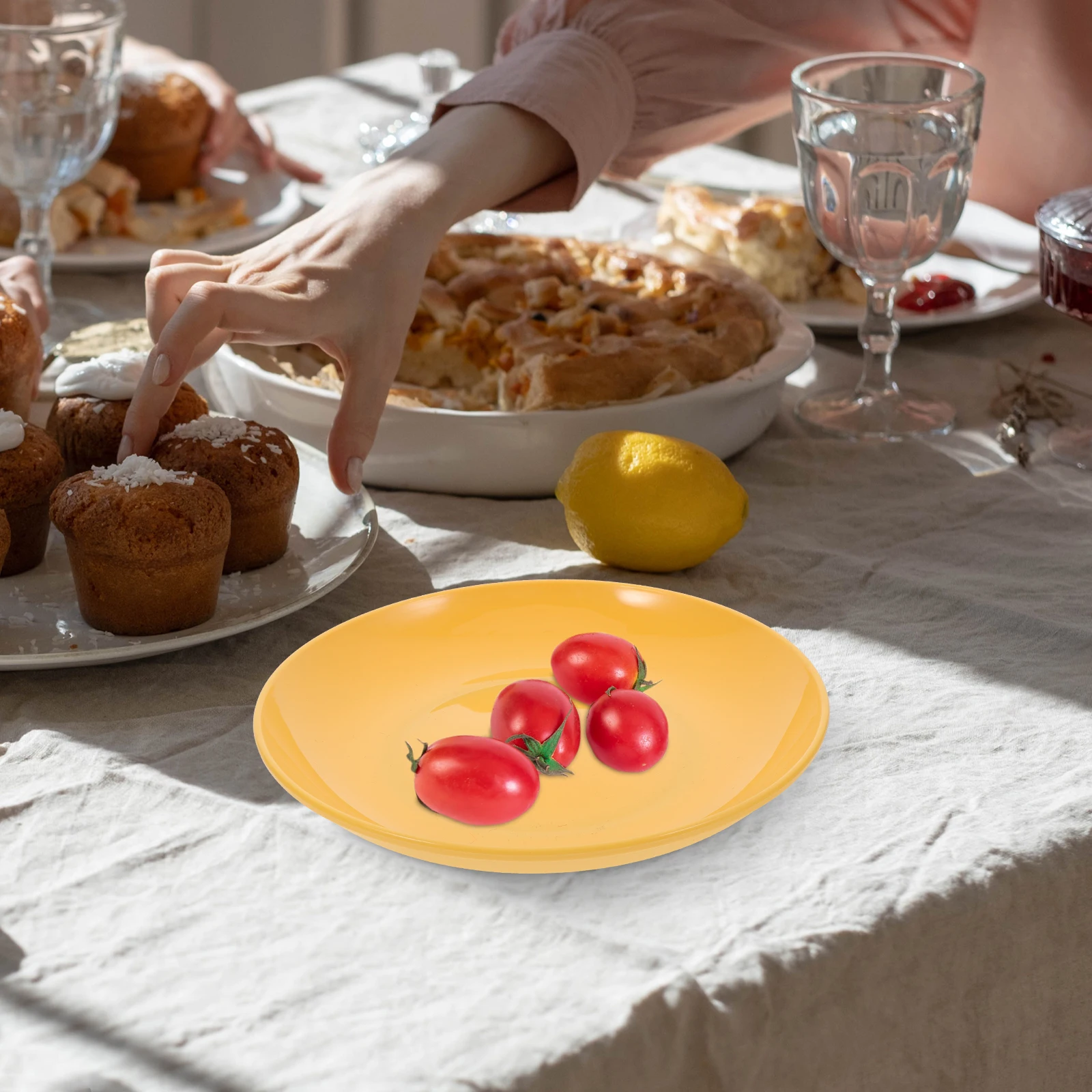 

6pcs PP Inch Small Reusable Unbreakable Plastic Reusable Kids Snack for 8 Small Plastic Plates Inch Plates Food