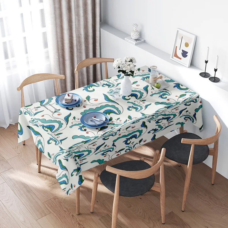Mantel moderno con estampado de flores abstractas para comedor, decoración del hogar, cocina, 53x102cm (blanco/azul), AliExpress