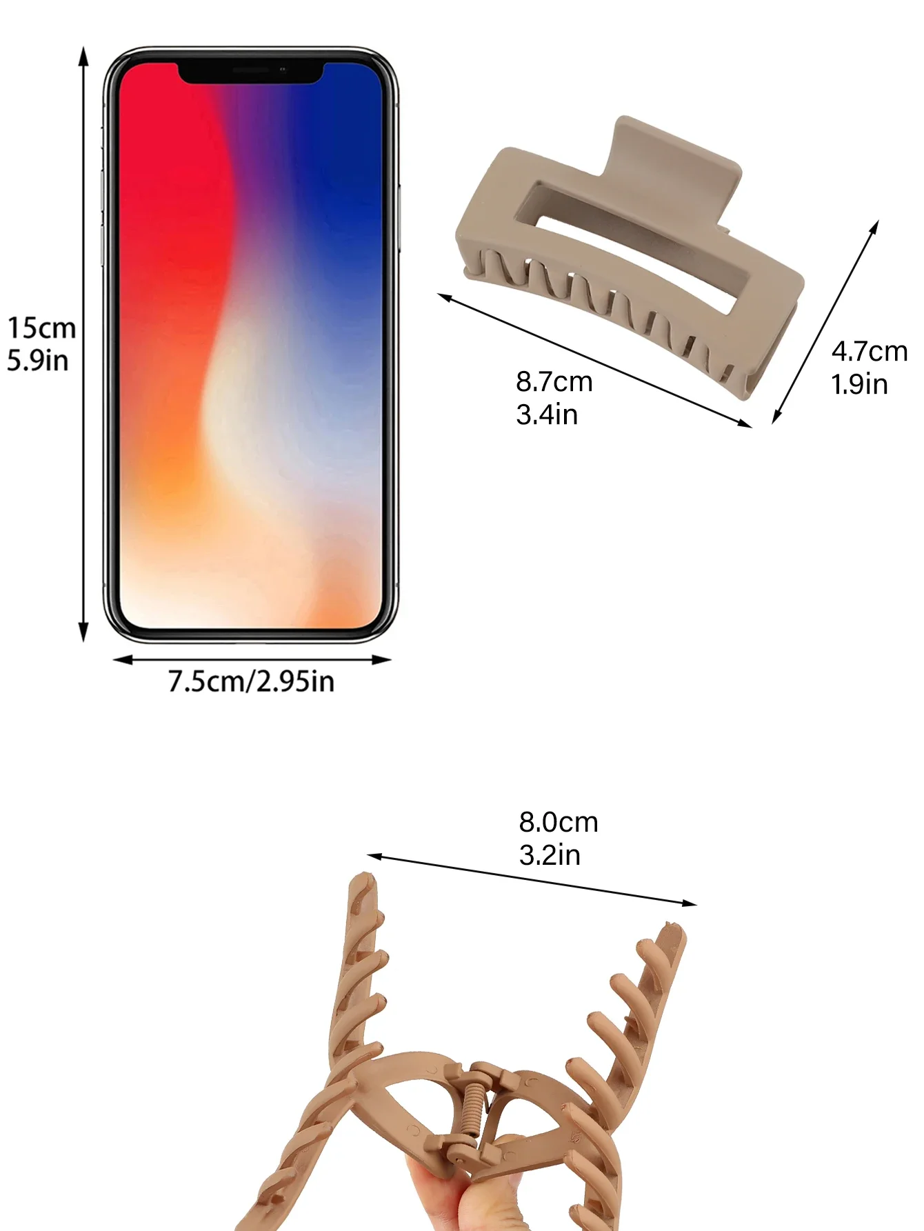 5 قطع من مشابك الشعر الكبيرة ذات الألوان والأشكال المختلطة للنساء والفتيات، شعر مجعد رقيق وسميك، ومشابك فكية قوية.