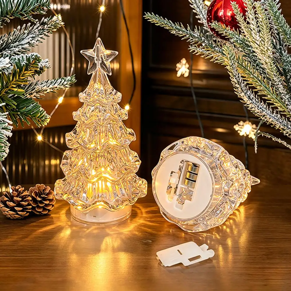 Holiday Decorative Lamp Led Christmas Tree Night Light with Star Battery Operated Tabletop Xmas Decor Glowing Holiday