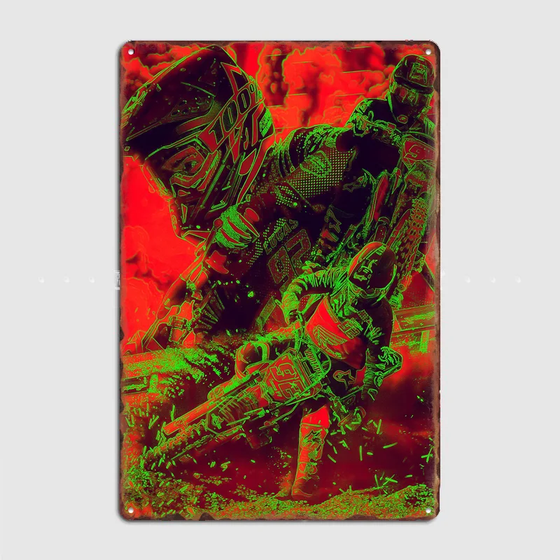 Motocross Riders in Action Poster Metal Sign Dirt Bike Club Custom Bedroom Indoor Home Wall Decor Posters Room Decoration