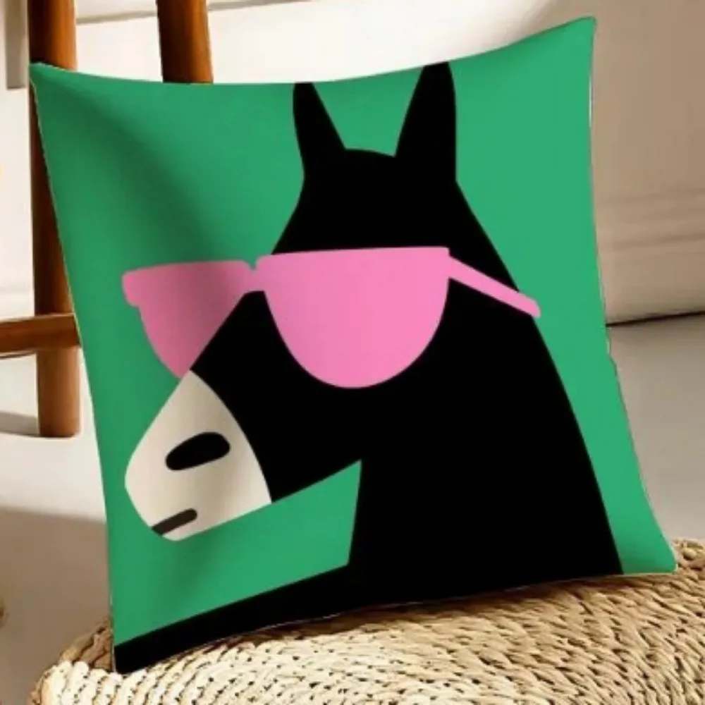 Cartoon Animals Double-Sided Pillow Cover, 1pc Cute Graphic Decorative Cushion Case for Living Room, Sofa and Bedroom Decor