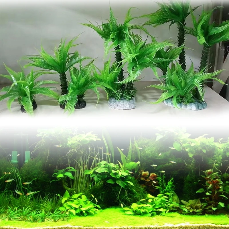 Aquarium Fish Artificial Coconuts Tree Plant Ornament Landscape Decors Dropsale