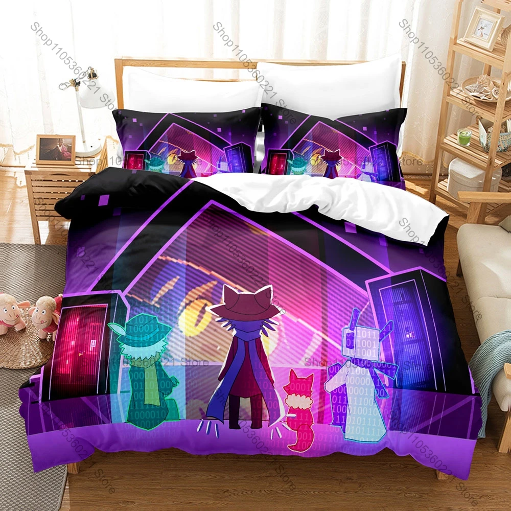 OneShot Duvet Cover + 2 Pillowcases, Indie Game Print Bedding Set Soft Fabric for Game Fans Decor & Gift
