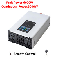 Pure Sine Wave Inverter Power Inverter 6000W DC 12V 24V 36V 48V 60V To AC 220V 240V Sine Wave Inverter Continuous Power 3000W