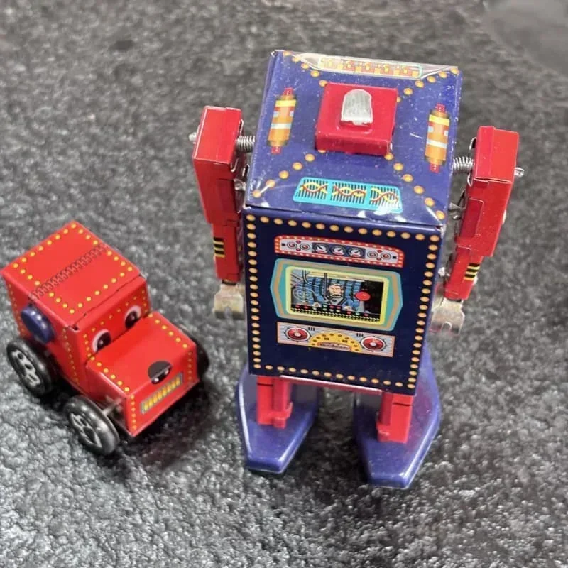 [Divertido] colección para adultos juguete de cuerda Retro Metal estaño búsqueda y rescate Robot perro coche relojería juguete figura modelo Vintage juguete para regalo