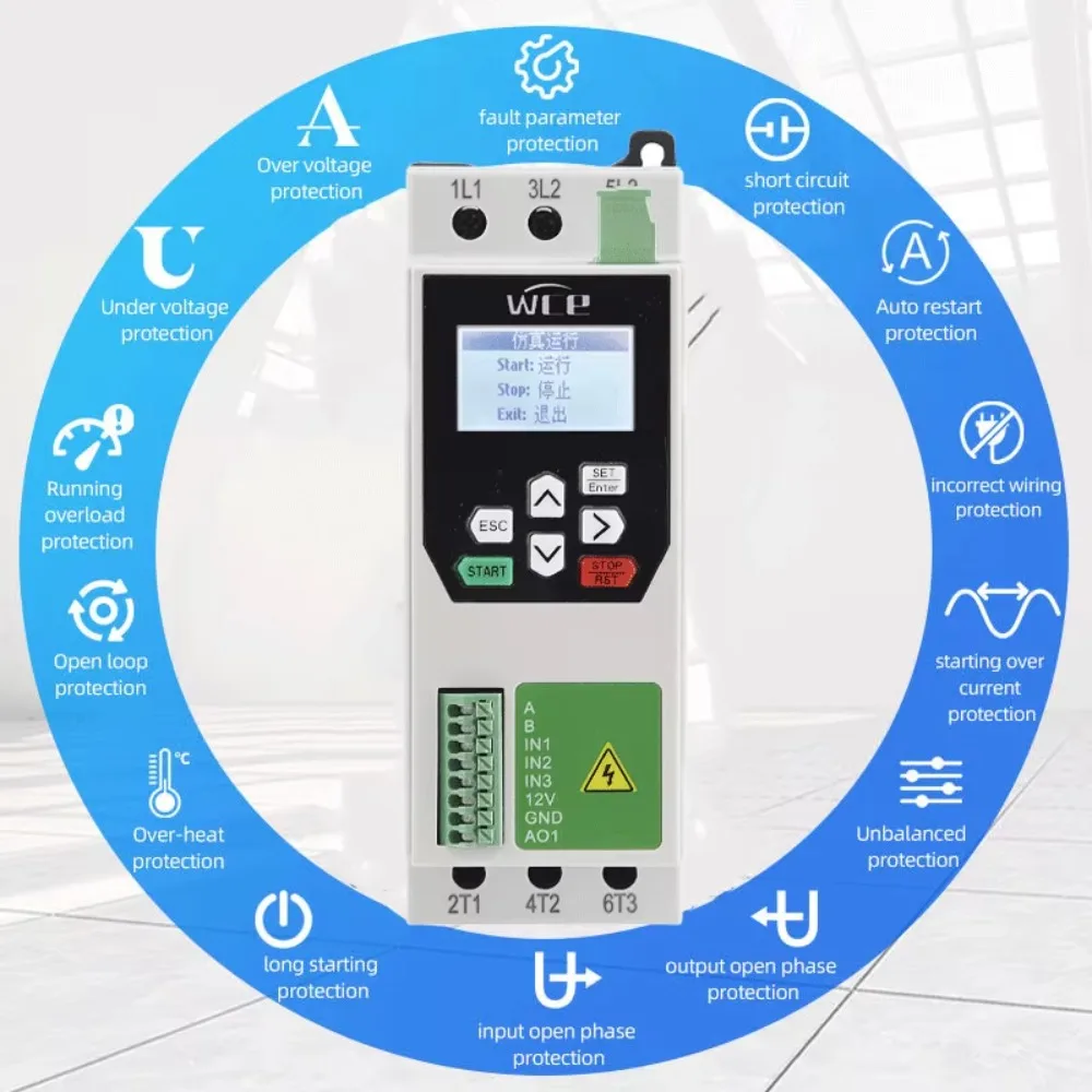 WCE SCKR1-360 Soft Starter 5.5kW-15kW Built-in Bypass Motor Soft Start Controller, LCD Dual Language, RS485 Communication, IP65