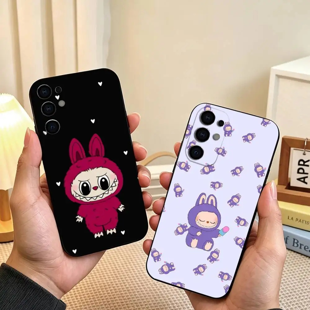 C-Cute Cartoon L-LABUBU Phone Case For Samsung S26,S25,S24,S23,S22,S21,S30,Ultra,Plus,Fe,Soft Silicone Black Cover Gift