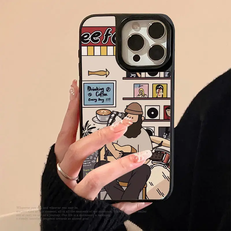 憂鬱な音楽おじさん電話ケース iphone 16 15 14 13 12 11 Pro X XR XS 最大 7 8 プラス 12 13 ミニガール Y2K 電話ケース