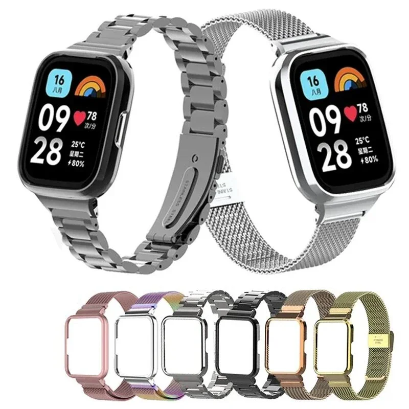 For Redmi Watch 3/3 Active Metal bracelet for Redmi Watch 2 Lite Band Cover Strap Xiaomi Watch Lite Magnetic loop+Case protector