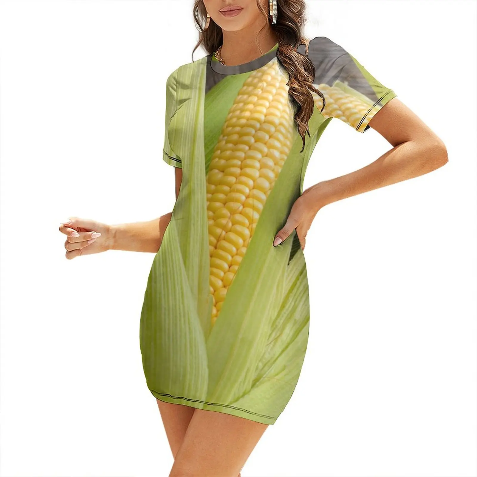 

corn cob Short-Sleeved Dress prom dress evening dress women women's evening 2025 vintage