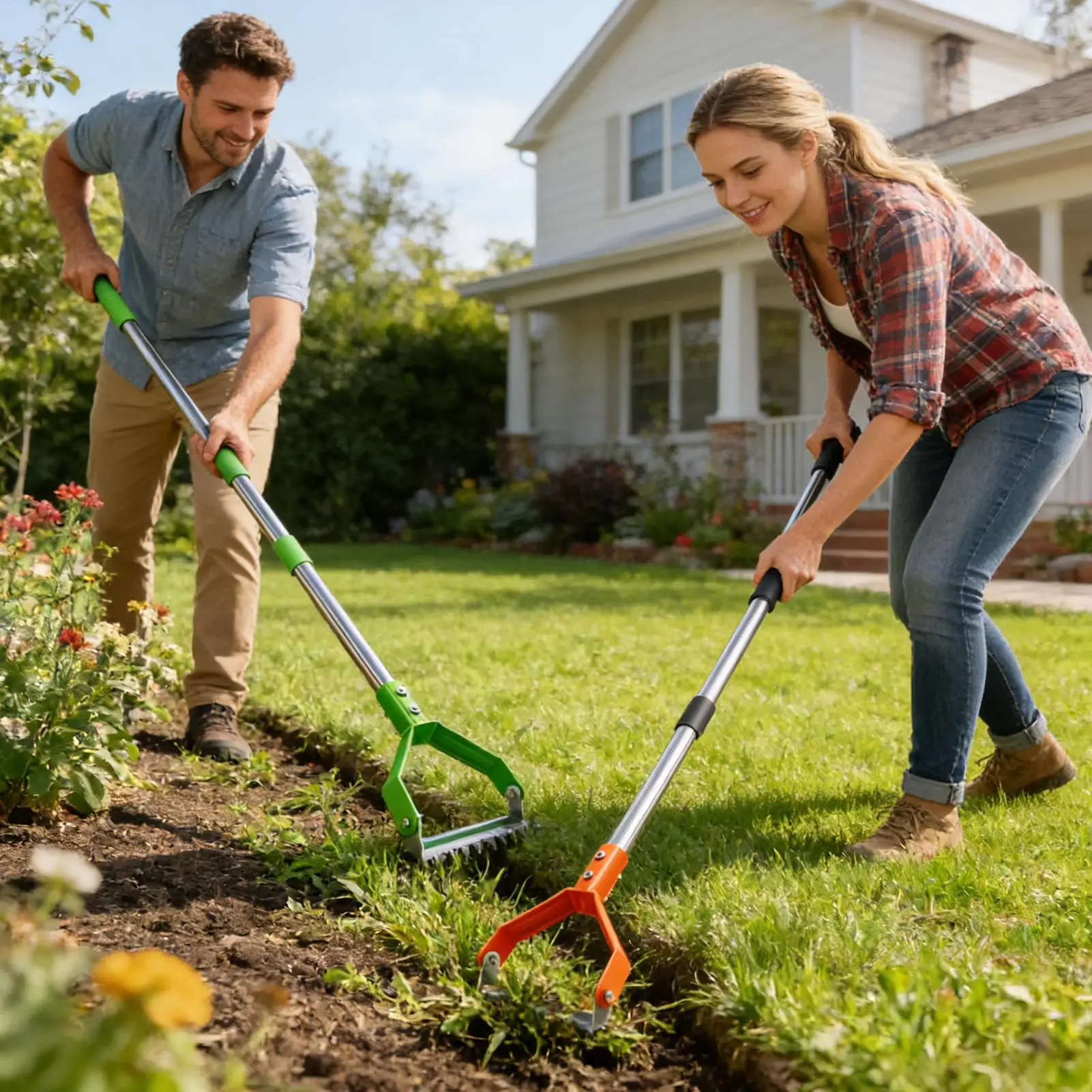 

Gardening Hoe Adjustable Long Handle Manual Rake Metal Weeder Scraper Gardening Hoe For Digging Trenching Loosening Hoeing