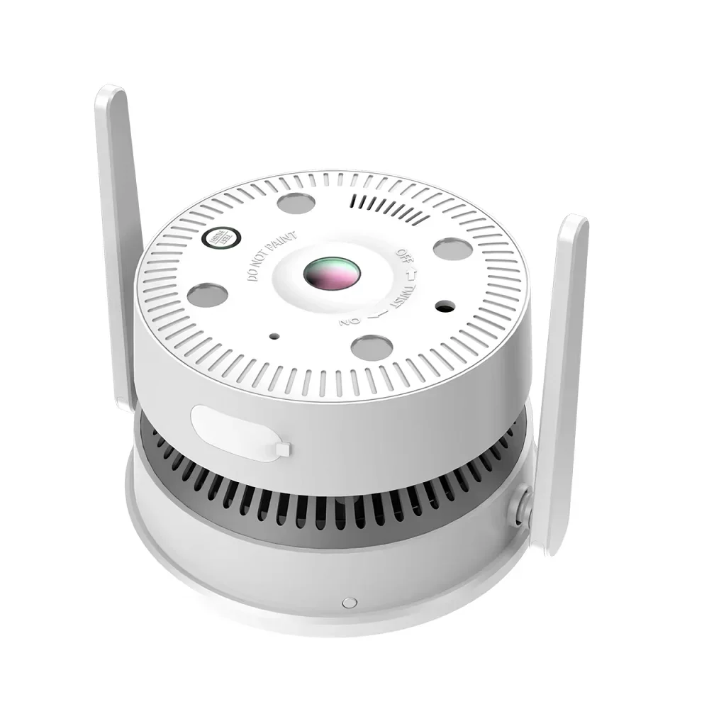 

2-Way Audio Panoramic Fisheye IP Security 4G POE WiFi 360 Fire Alarm AI Smoke Detector 5MP Night Vision Color Indoor