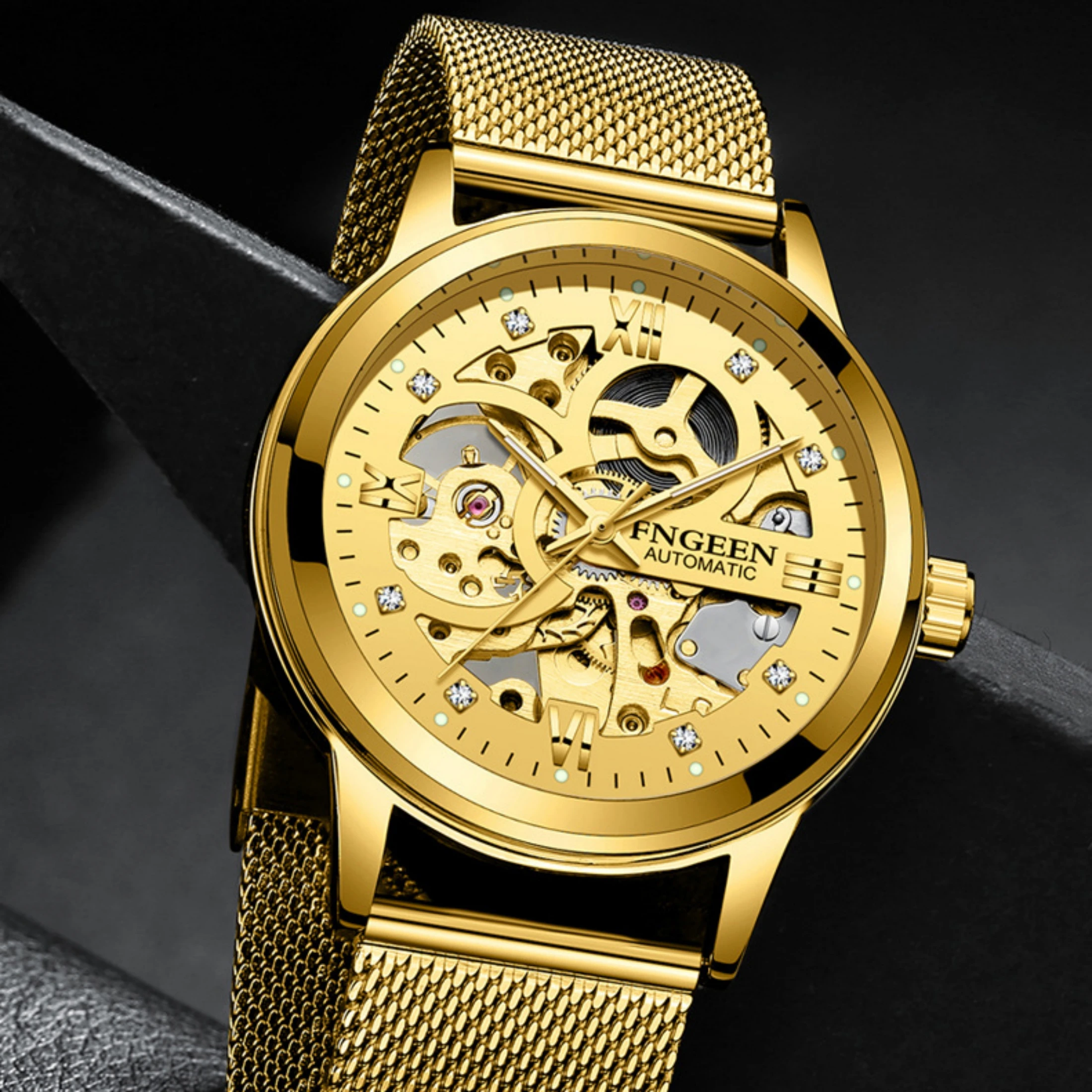 Business Men Fully Automatic Mechanical Watch Stainless Steel Strap 30M Waterproof Luminous Display  Festival Birthday Gift Box