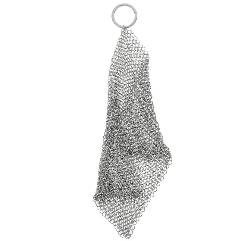 Limpador de ferro fundido para panelas e panelas, purificador de aço inoxidável, pequenos anéis, purificador Chainmail, utensílios de cozinha, 10cm