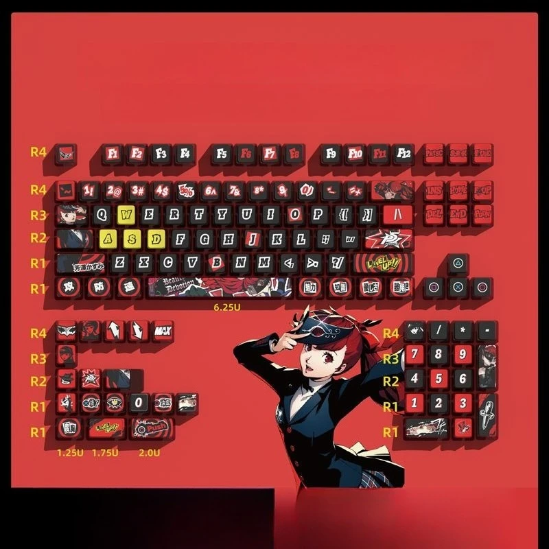New persona high color value creative personality cross axis keycap animation cartoon e-sports game cool keyboard decorative cap