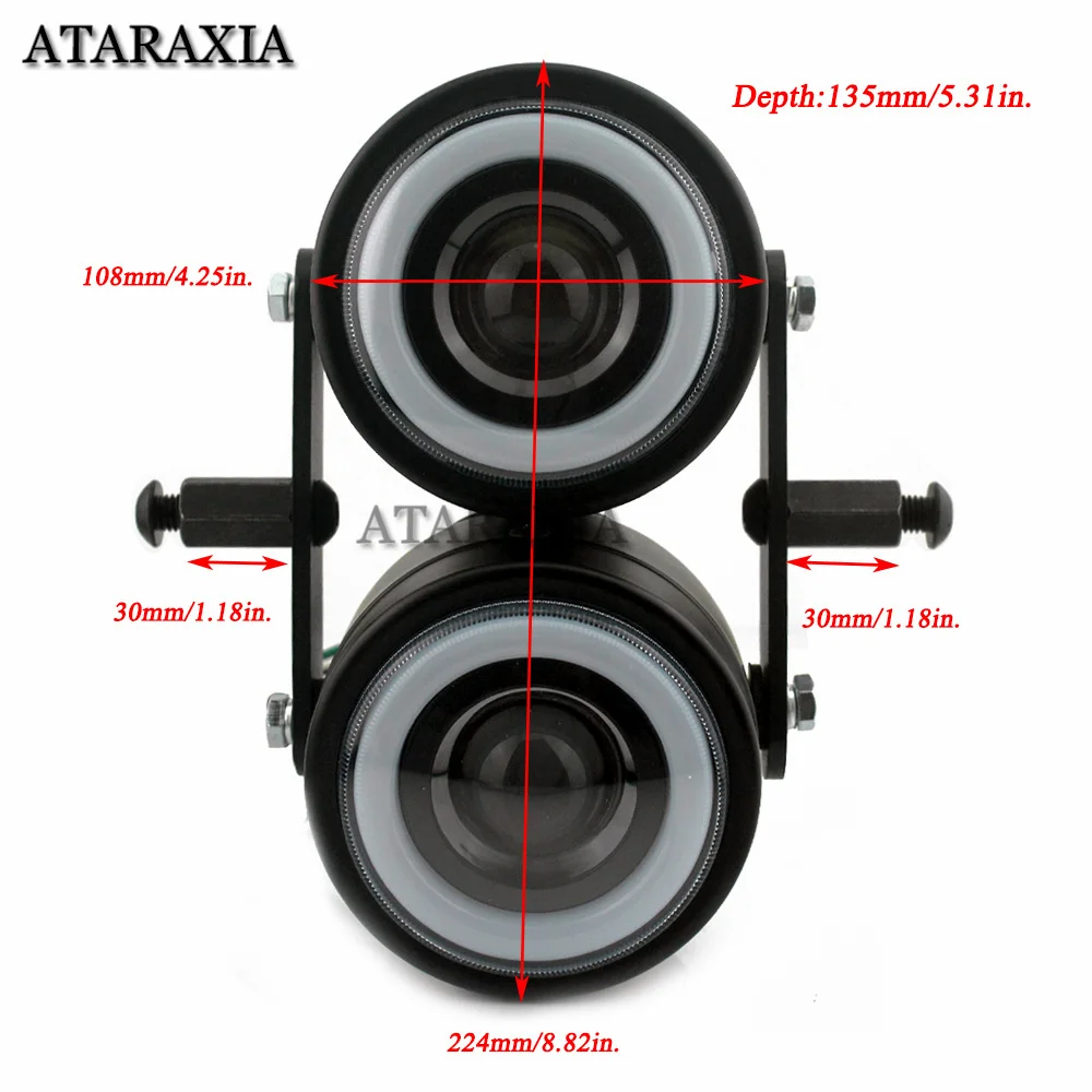 Motorcycle 4.25inch Twin Headlight Double LED Headlamp White Angle Halo For Harley Street Sport For Cafe Racer Custom Bobber