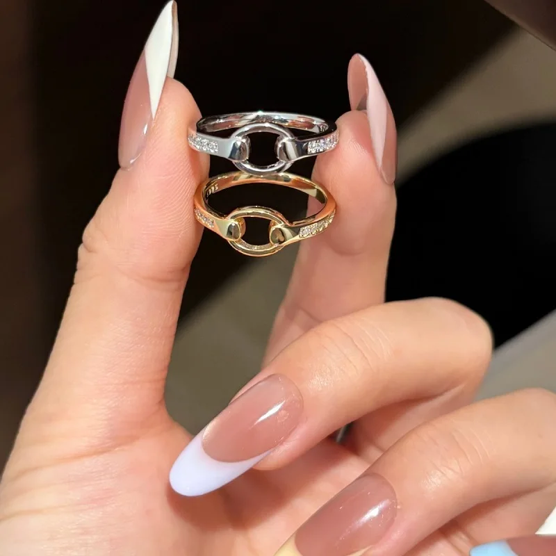 Apaison Gold Plated Rings for Women - Daily Wear Full Moissanites Unique Ring Party Jewelry Gift