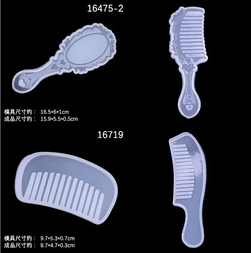 2026 diy mirror crystal silicone mold hand oval makeup mirror comb mold uv epoxy resin silicone mould for jewelry making casting