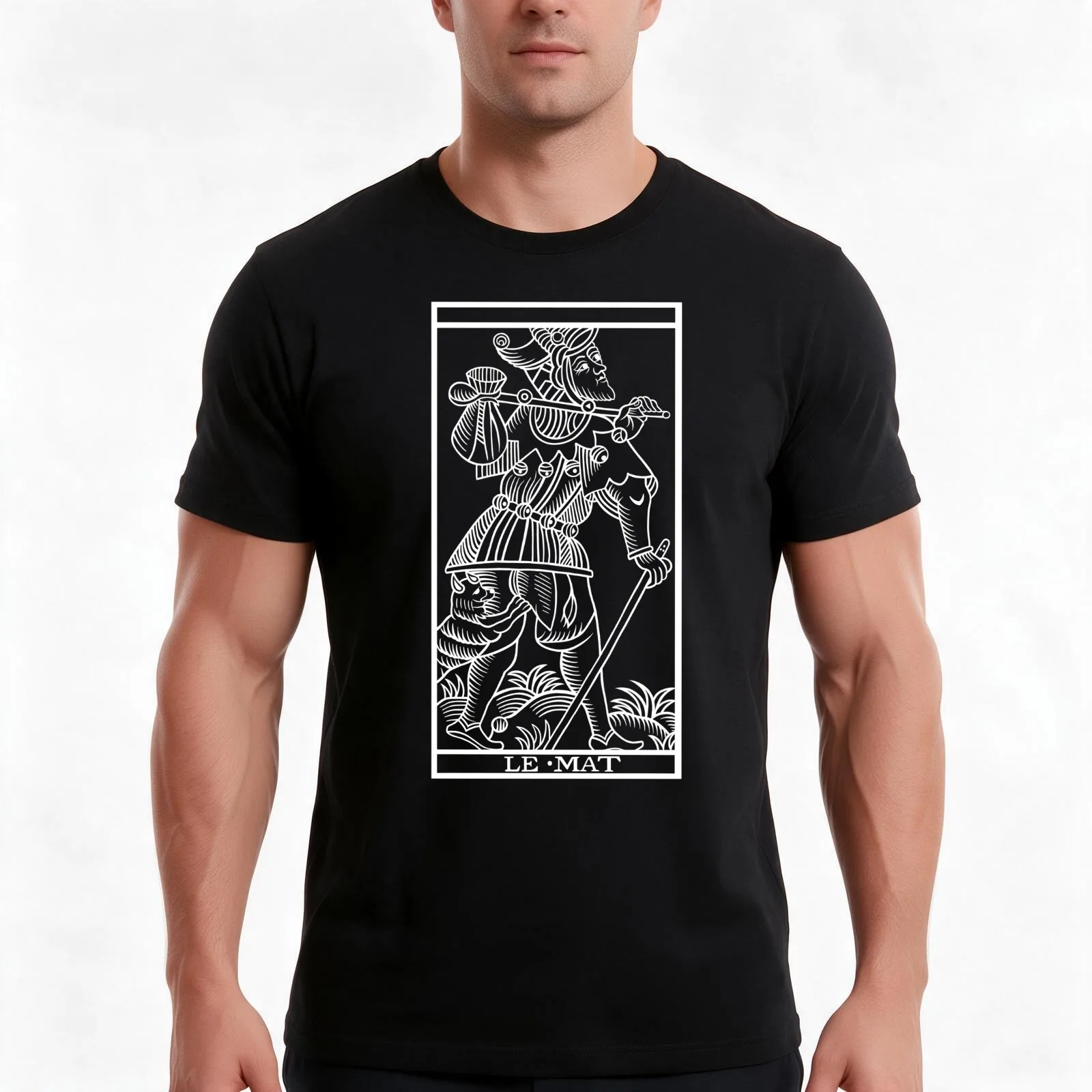 Le Mat [Full Card Carving White] T-Shirt Summer Casual Cotton Tee Oversized Streetwear Tops Vintage Graphic Print