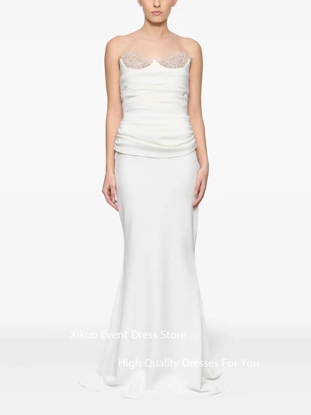 Xikuo-Vestido De Novia De sirena sin tirantes, Espalda descubierta, apliques sin mangas, Maxi vestidos De Novia, corpiño fruncido, personalizado