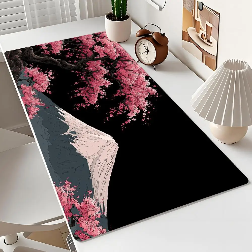 

Natural Landscape Pattern Design large Mouse Pad Desk Mat Stitched Edge Non-Slip Gaming mats mauspad Cherry blossom office rug