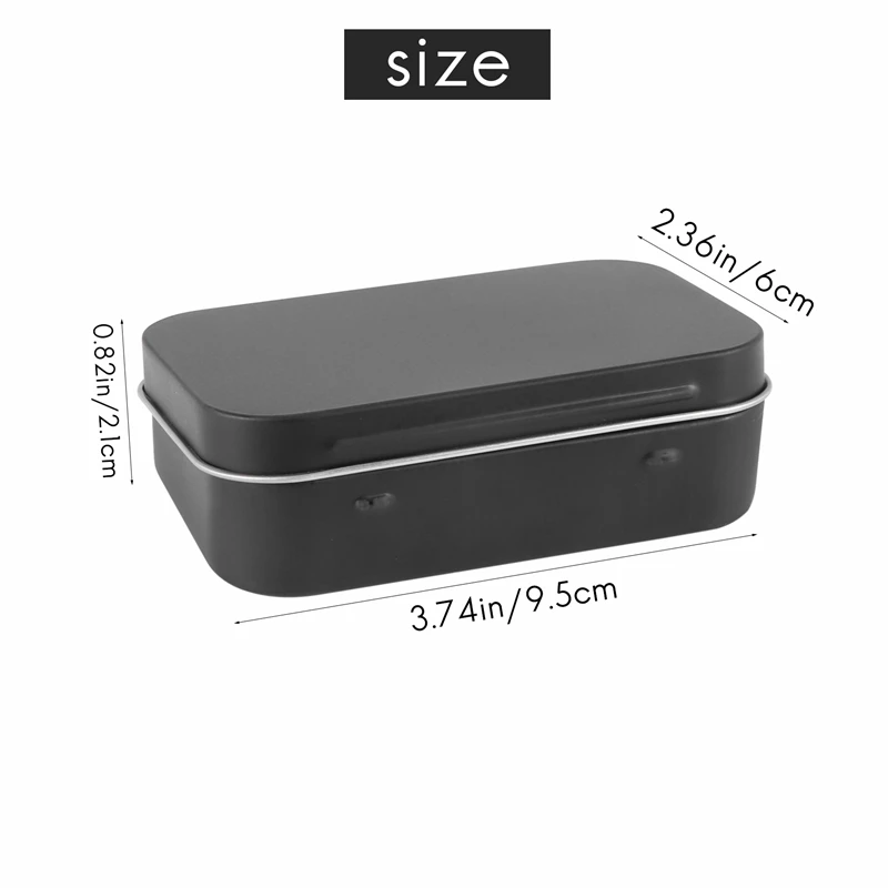 95X60x21mm Black Tin Box Black Metal Box With Matte Candy Box Small Box