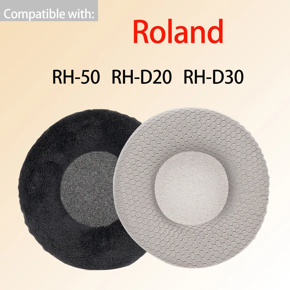 RH50 Earpads for Roland RH-D20 / RH-D30 Headphones Black Gray Mesh Velour Ear Pad Cushions Headset Covers Replacement