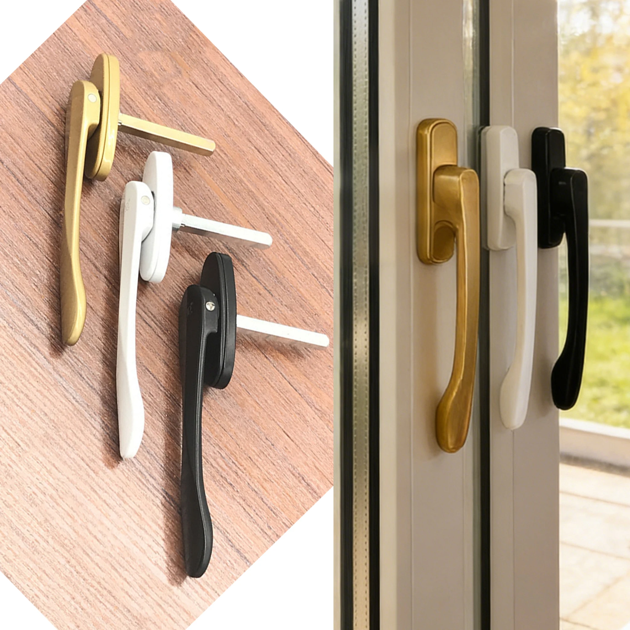 Broken Bridge Aluminum Alloy Window Handle Sword-Shaped Thin Flat Square Steel Handle for Casement Window Screen Folding Door