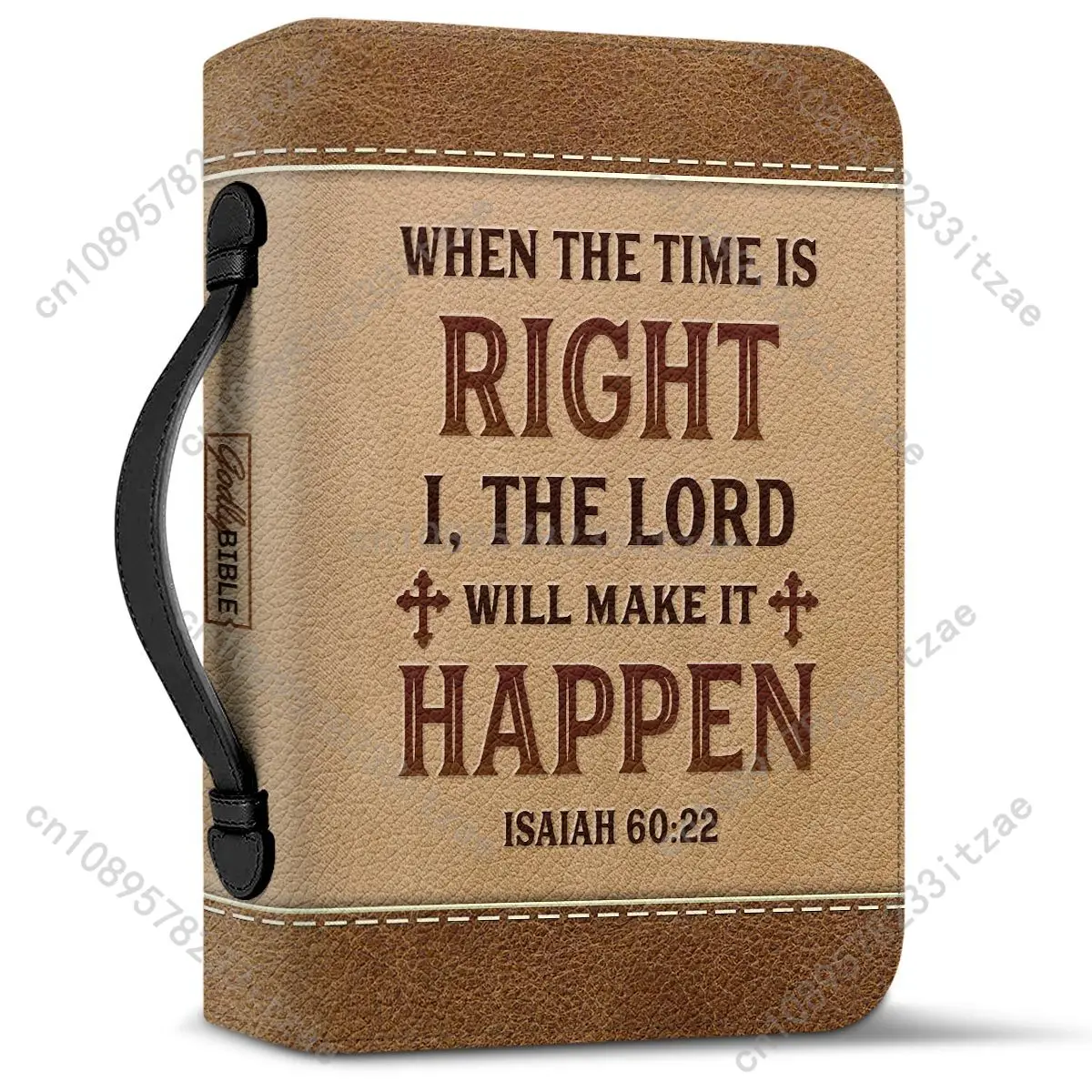 The Lord Will Make It Happen Bible Hymns Print Women's Bible Storage Bags PU Leather Bible Cover Study Book Holy Storage Boxes