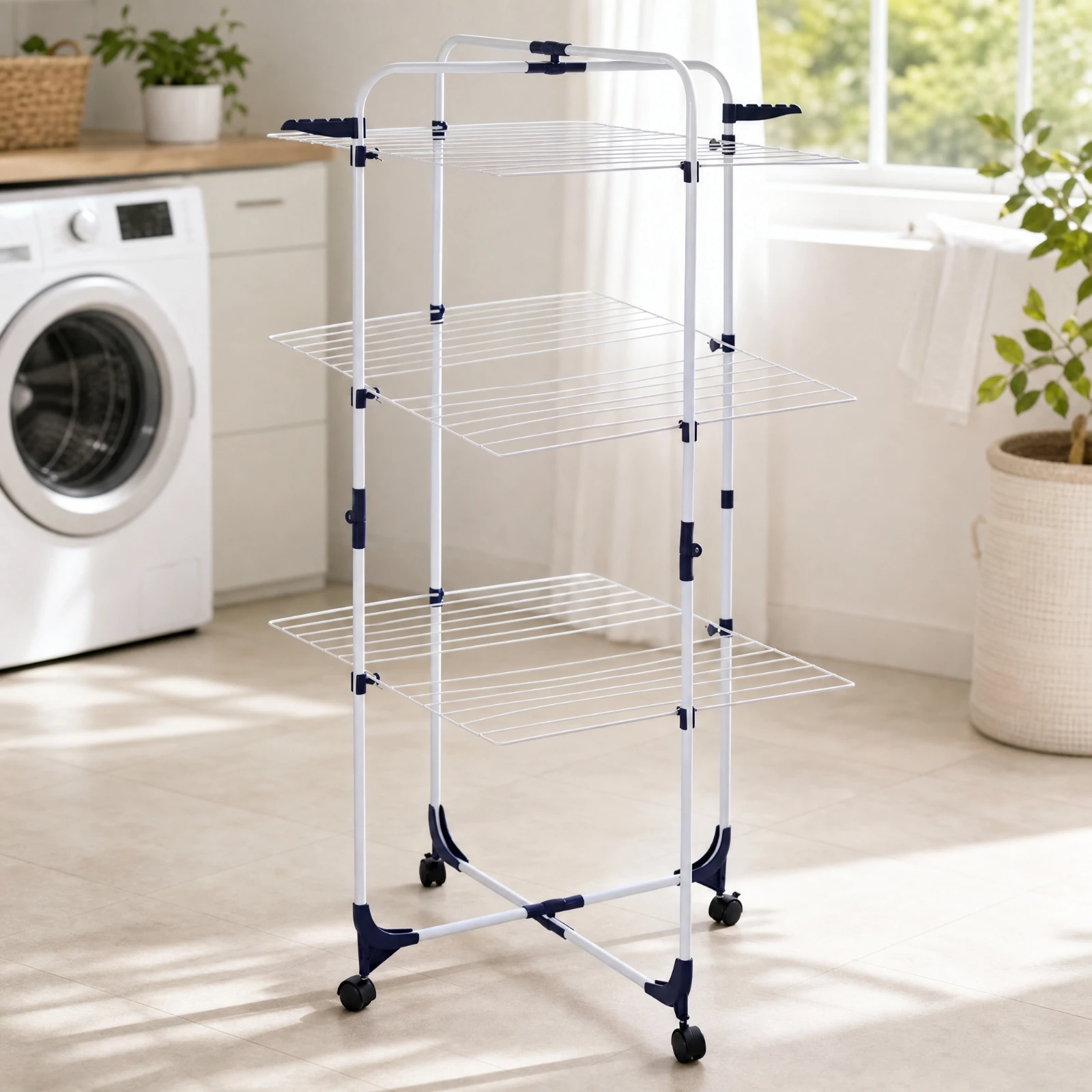 Wing-Style Drying Rack Space-Saving Vertical Drying Rack with Wheels Compact Stable for Small Apartment