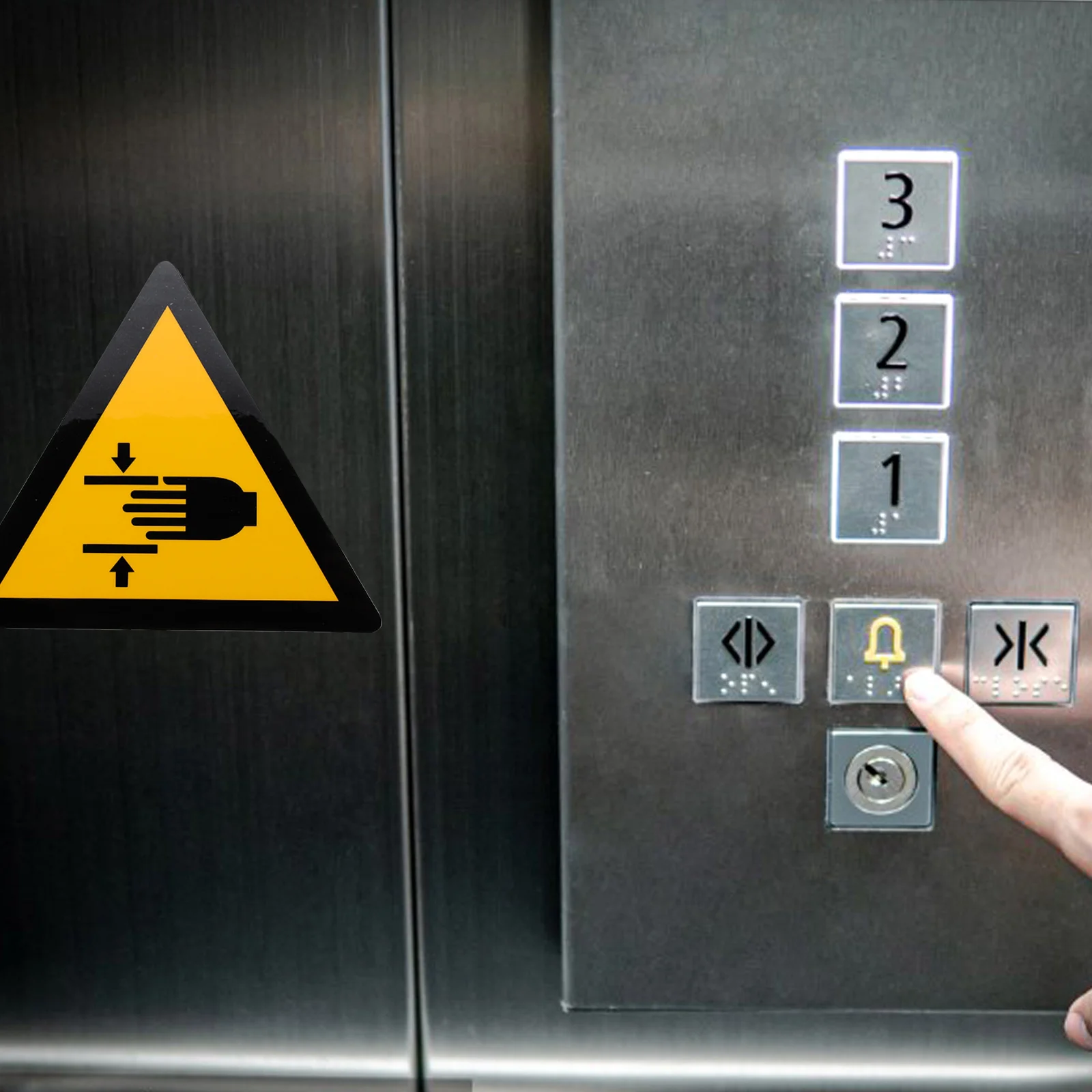 1Pcs Caution Hand Crushing Sticker Heavy Duty Safety Warning Decal for Industrial Equipment Pinch Risk Protection Label