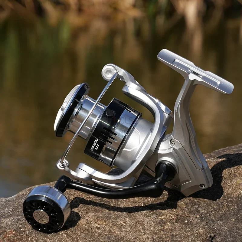 Spinning Fishing Reel HT1000-7000 CNC Metal Ball Grip 10kg Max Drag 5.2:1Gear Ratio Deep Metal Spool Reel Carp Fishing Accessory