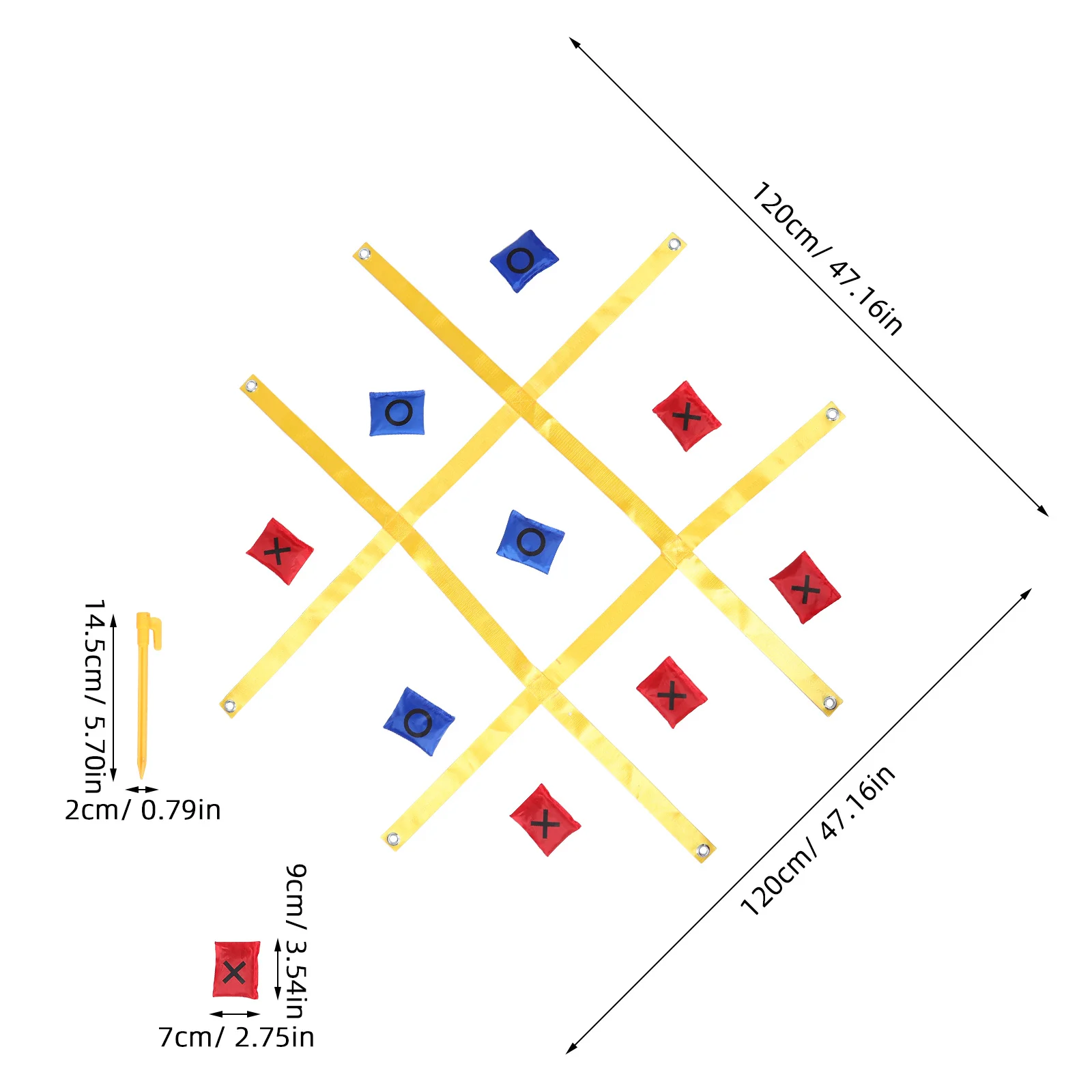 1 conjunto gigante cinta ao ar livre jogo tctactoe fácil configuração portátil para gramado jardim pátio jogo de entretenimento familiar