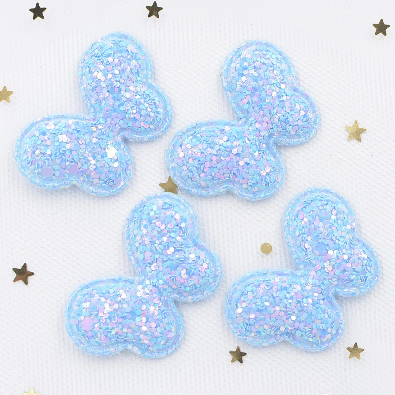 Toppe imbottite in tessuto con paillette glitterate Applicazioni a farfalla carine per vestiti artigianali Forniture per cucire Accessori per