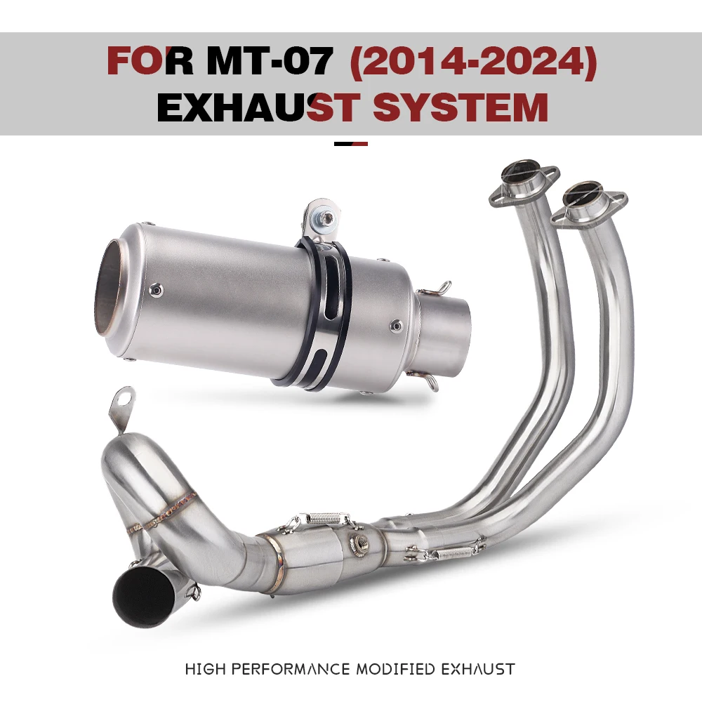 High quality motorcycle exhaust system modified stainless steel swing front connecting pipe For MT-07 FZ-07 2014 - 2025