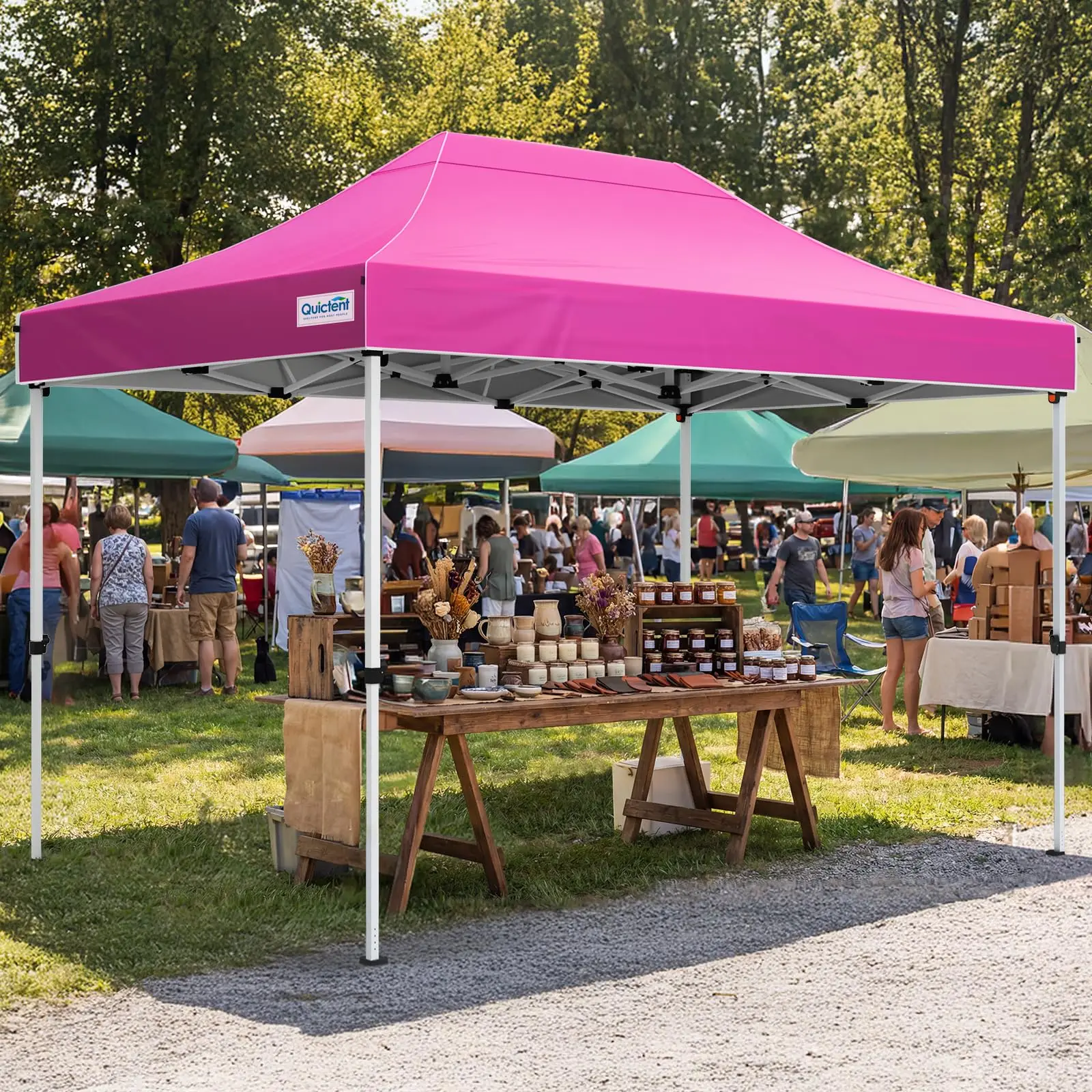 10x15 Heavy Duty Pop up Canopy Tent with Wheeled Bag | Easy up Commercial Instant Shelter for Outdoor, Parties