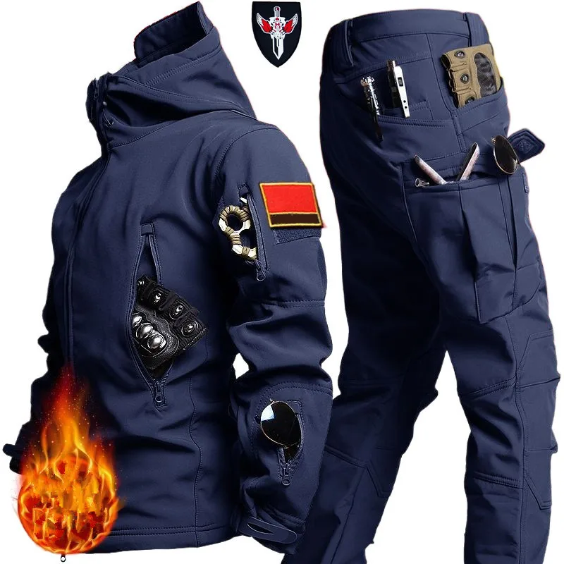 5XL 6XL Outdoor Skin Warmth Set Camo Plush Thickened Coat Autumn/Winter Racing Top Does Not Include Cuff Logo Pattern