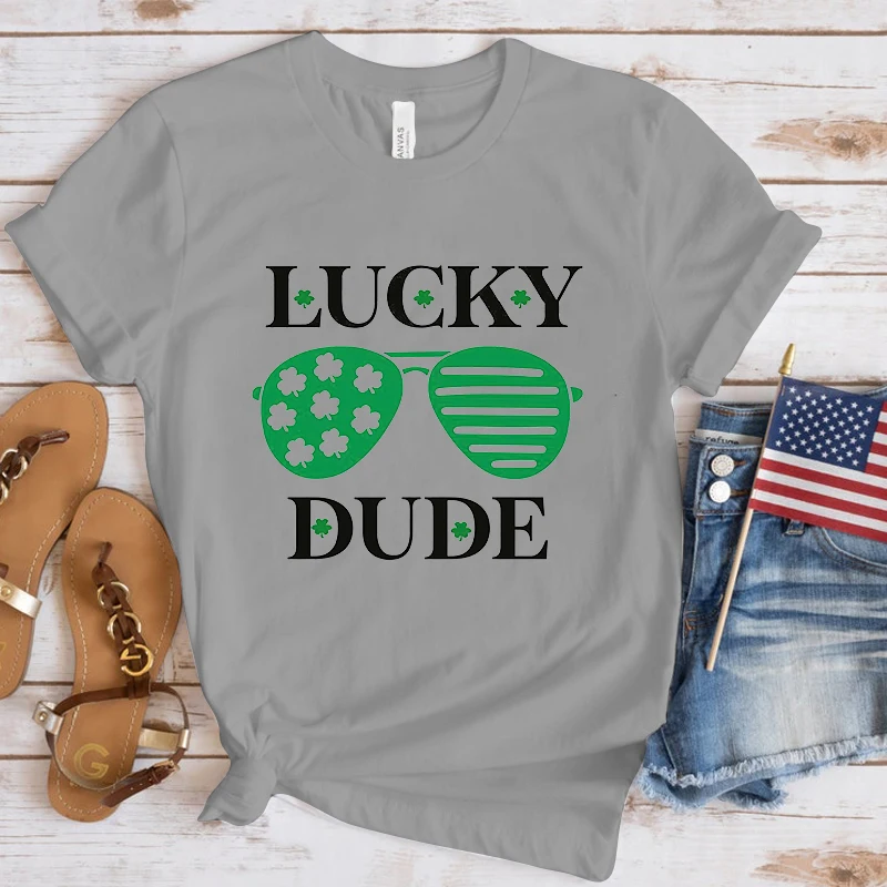 Happy St. Patrick'S Day Lucky Dude Printing T Shirt Men Women T-Shirt Harajuku T-Shirt Unisex Fashion Summer Tops