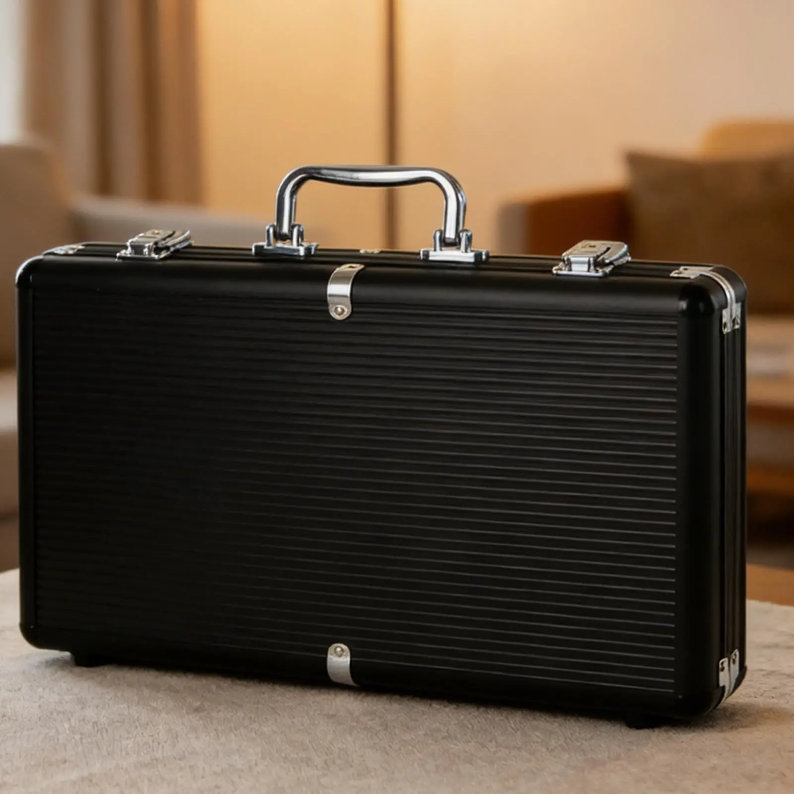 

Poker Case 300 Pieces Capacity Matte Black Aluminum Alloy Full Protection Poker Chip Display Case For Lovers Family Friends