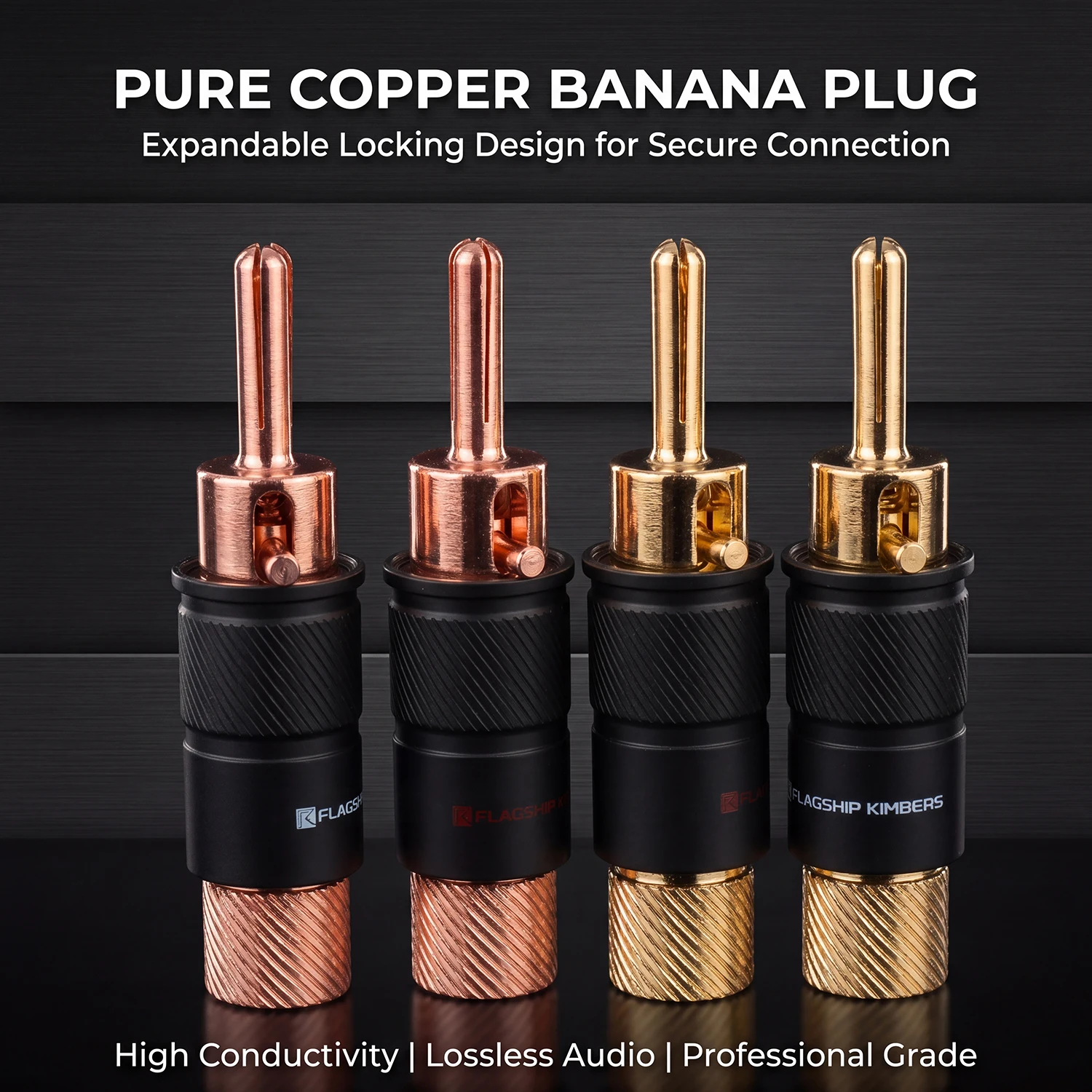 Audiophile Vergoldete Messing- & Reinkupfer-Bananenstecker Lautsprecheranschlüsse, Messing Rhodium/Rotkupfer Beschichtete High-End-Audio-Verbindungsstücke – Detail 4